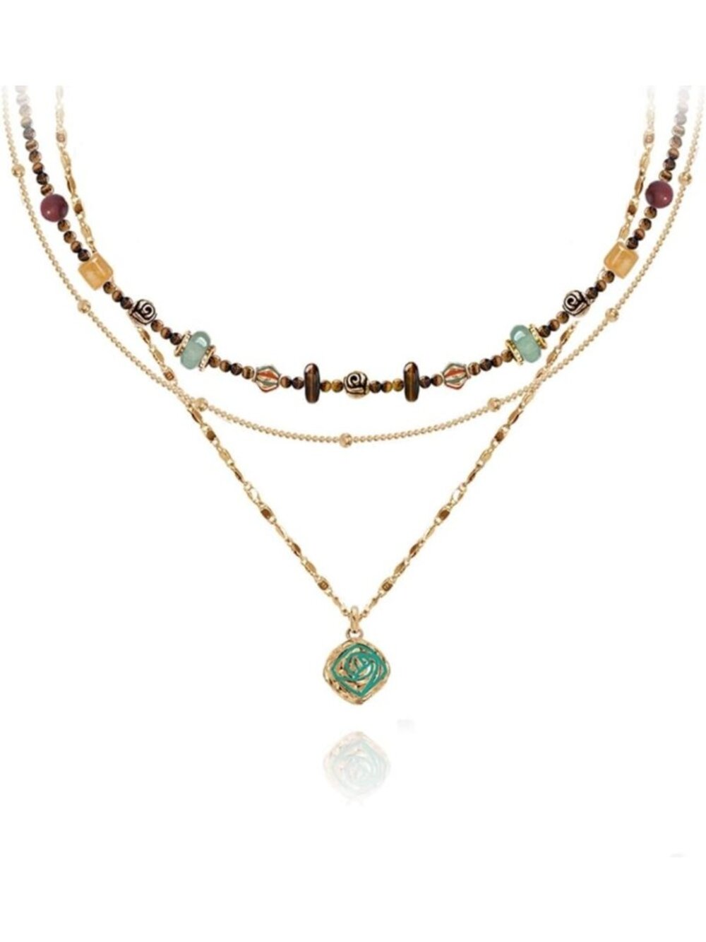 Boho Multi-Layer Beaded Necklace - Retro Style Gold-Plated Fashion Jewelry